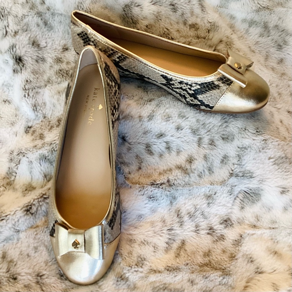 Kate Spade Bilowa Snakeskin Flats NWT